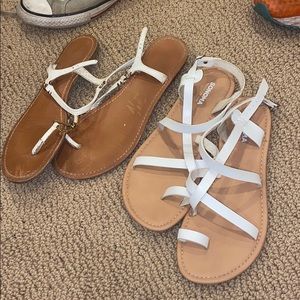 Two pairs of sandals white